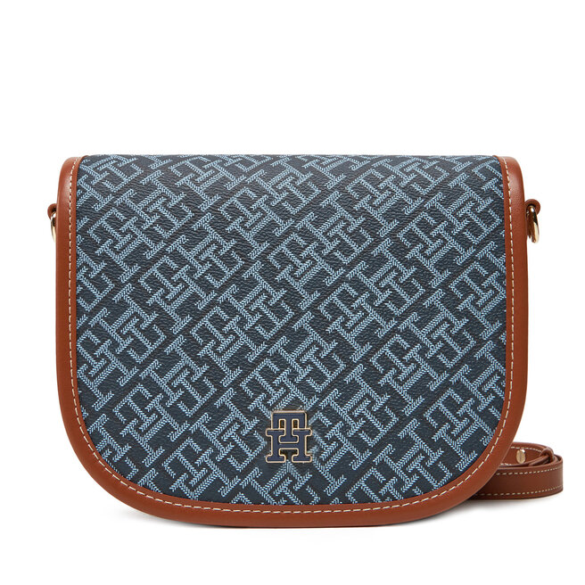 Torebka Tommy Hilfiger Th Monoplay Leather Saddle Bag - Granatowy