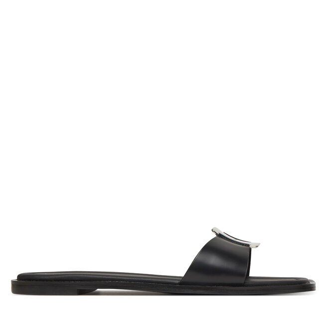 Klapki Calvin Klein Flat Slide W/Ck Hw Big - Lth - Czarny