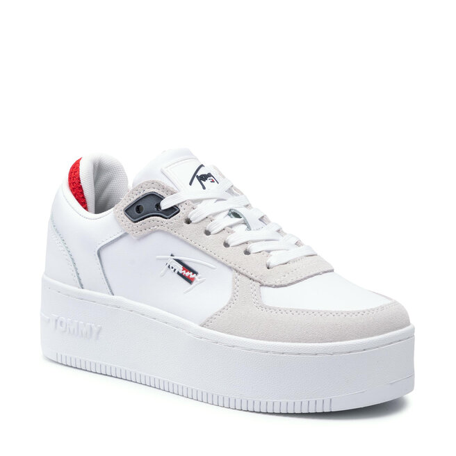 Sneakers Tommy Jeans Iconic Flatform EN0EN01421 White YBR EN0EN01421 imagine noua gjx.ro
