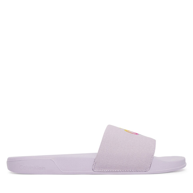 Klapki Calvin Klein Essential Slide Pride Cv Wn HW0HW03297 Fioletowy jasny -