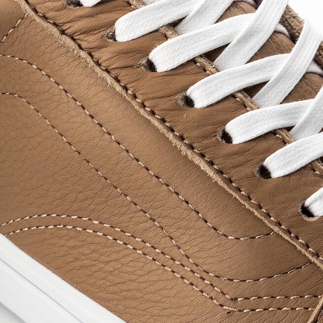 Vans old skool leather brown true white sales