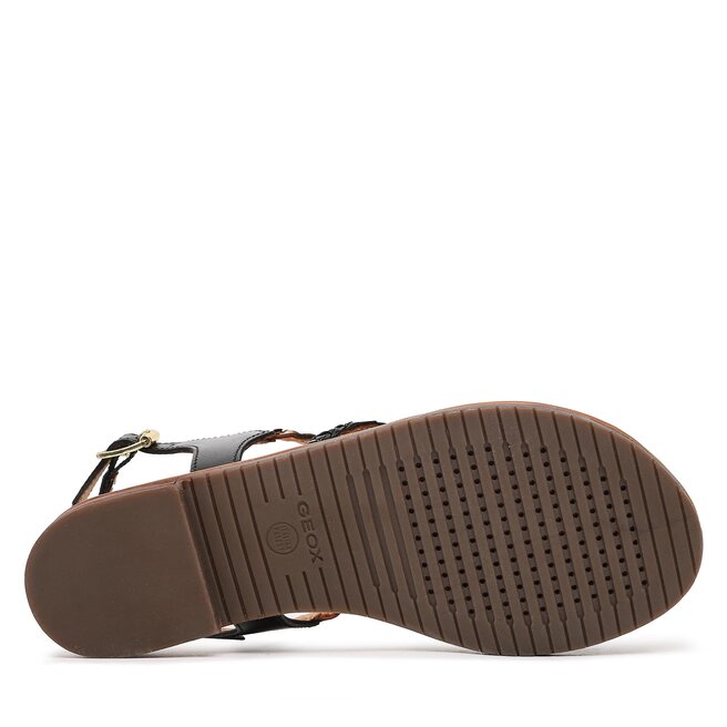 Geox D SOZY S, Sandali Piatti Donna, Lt Gold Black, 39.5 EU