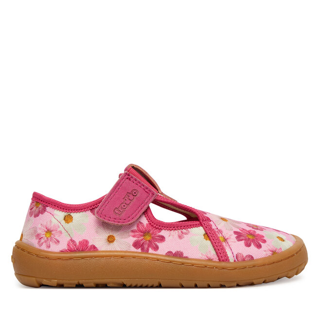 Kapcie Froddo Barefoot Canvas T-Bar G1700439-4 S Różowy - dziewczęce