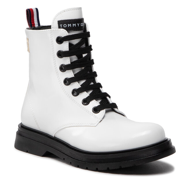 Trappers Tommy Hilfiger Lace-Up Bootie T4A5-32411-1453 M White 100 100 imagine noua gjx.ro