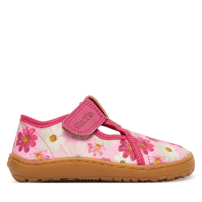 Kapcie Froddo Barefoot Canvas T-Bar G1700439-4 M Różowy - dziewczęce