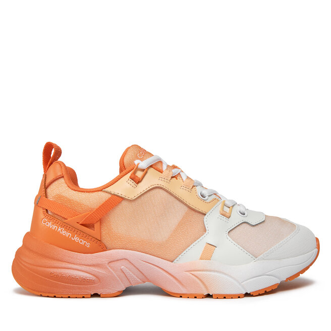 Sneakersy Calvin Klein Jeans Retro Tennis Low Lace Mix Ml Sat - Pomarańczowy