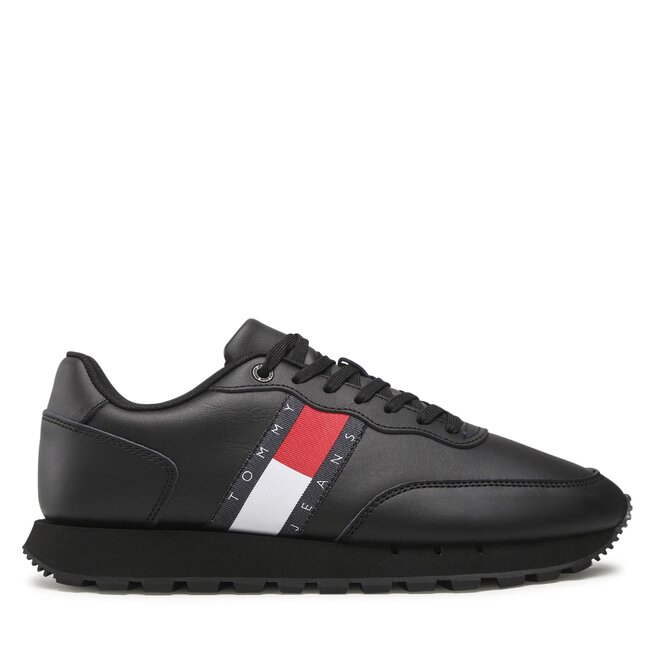 Tommy Jeans Sneakersy Tommy Jeans Leather Runner Ess EM0EM00898 Triple Black 0GK