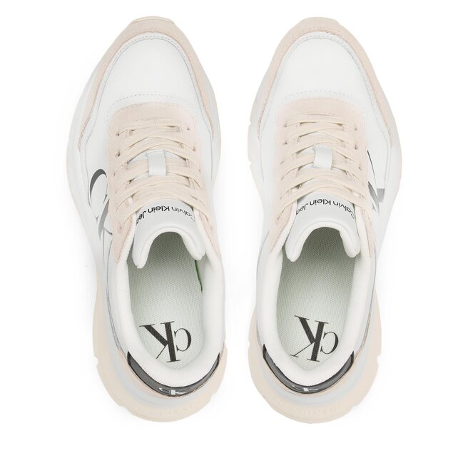 Calvin Klein Jeans Sneakers Calvin Klein Jeans Wedge Runner Mix Lth Wn YW0YW01099 Bright White/Creamy White/Silver