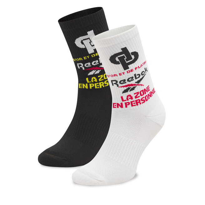 Zestaw 2 par wysokich skarpet unisex Reebok Jul Crew Sock - Czarny