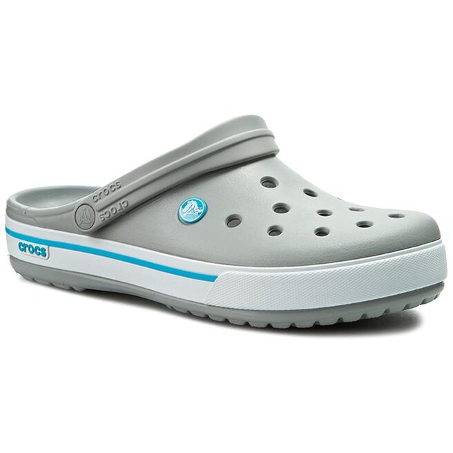 Pantoletten Crocs Crocband 2 5 12836 Light Grey Electric Blue
