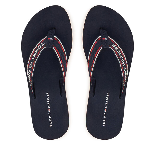 Japonki Tommy Hilfiger Th Corporate Wedge Summer Sandal FW0FW09695 Granatowy
