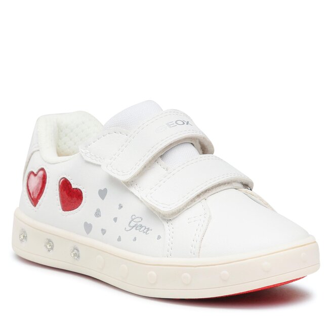 Sneakers Geox J Skylin Girl J358WA054ASC0050 S White/Red epantofi-Copii-Fete-Pantofi imagine noua gjx.ro