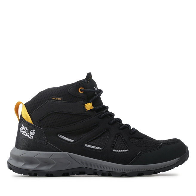 Jack Wolfskin Trekkingschuhe Jack Wolfskin Woodland 2 Texapore Mid M 4051261 6055 Black/Burly Yellow Xt