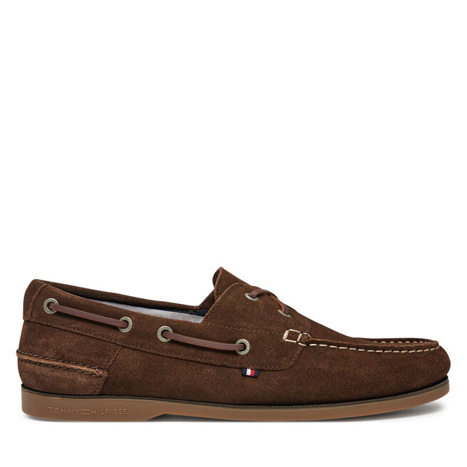 Półbuty Tommy Hilfiger Th Boat Shoe Core Suede - Brązowy