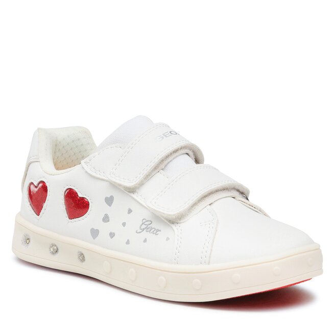 Sneakers Geox J Skylin Girl J358WA054ASC0050 D White/Red epantofi-Copii-Fete-Pantofi imagine noua gjx.ro