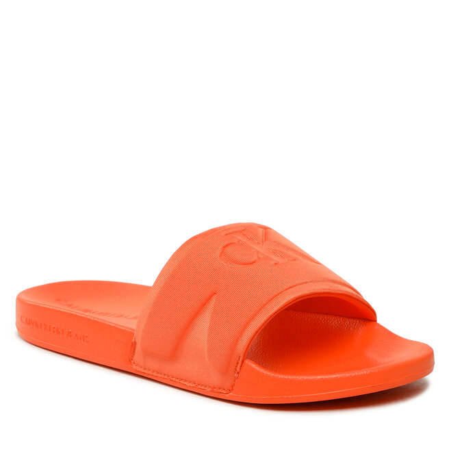 Șlapi Calvin Klein Jeans Slide High/Low Frequency Wn YW0YW00999 Firecracker 0JG 0JG imagine noua