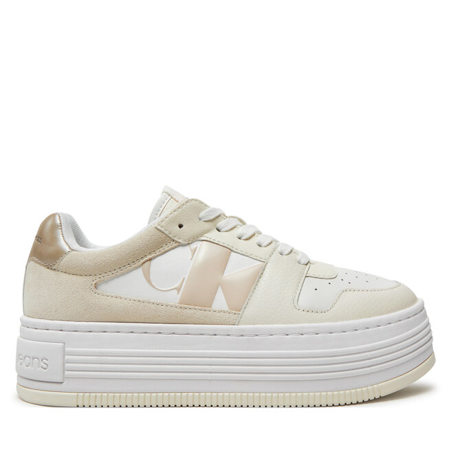 Sneakersy Calvin Klein Jeans Bold Platf Low Lace Mix Nbs Mtr - Biały