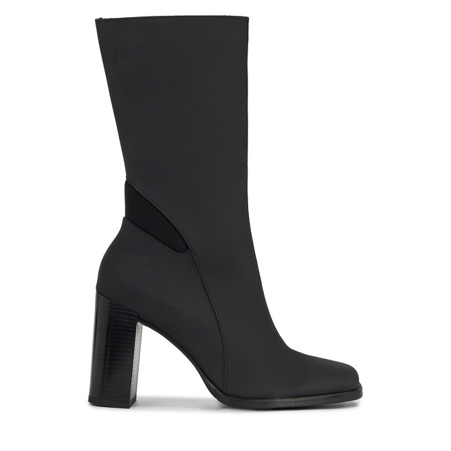 Botki Calvin Klein Jeans Heel Zip Boot Lth Wn - Czarny