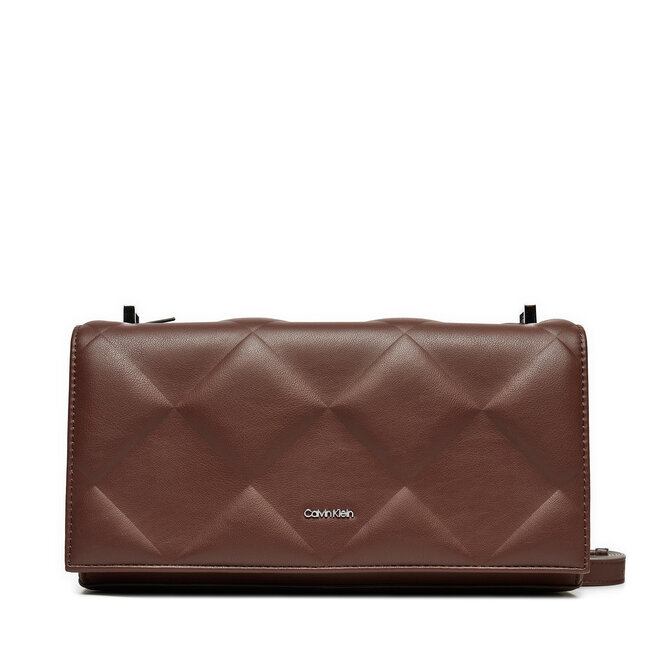 Torebka Calvin Klein Diamon Quilt Conv - Brązowy