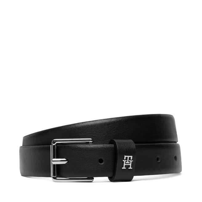 Pasek Damski Tommy Hilfiger Th Square 2.5 Silver AW0AW18651 Czarny -