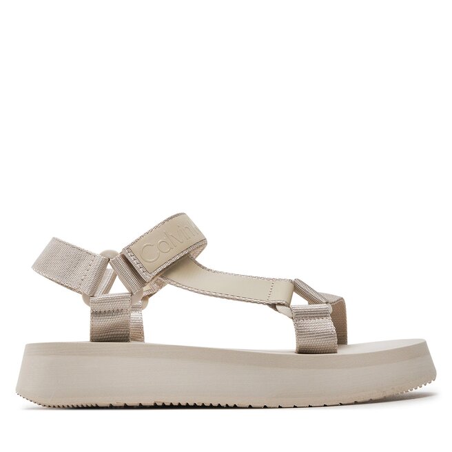 Sandały Calvin Klein Jeans Sandal Velcro Webbing Dc - Beżowy