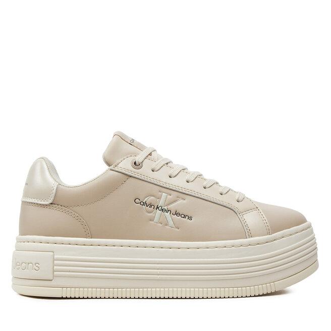 Sneakersy Calvin Klein Jeans Bold Platf Low Lace Lth Ml Mtl - Beżowy