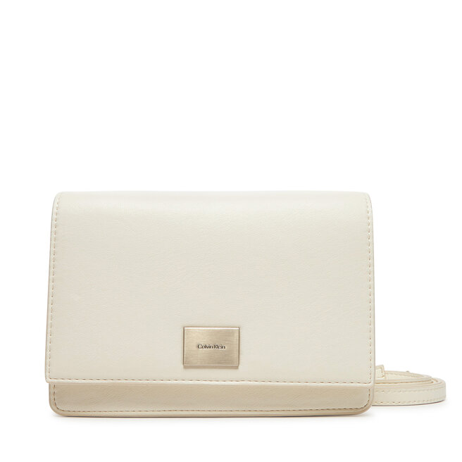 Torebka Calvin Klein Hardware Flap Crossbody - Écru