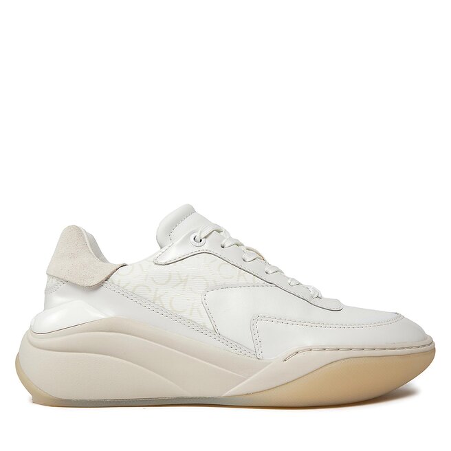 Sneakersy Calvin Klein Wedge Lace Up Epi Mono - Biały