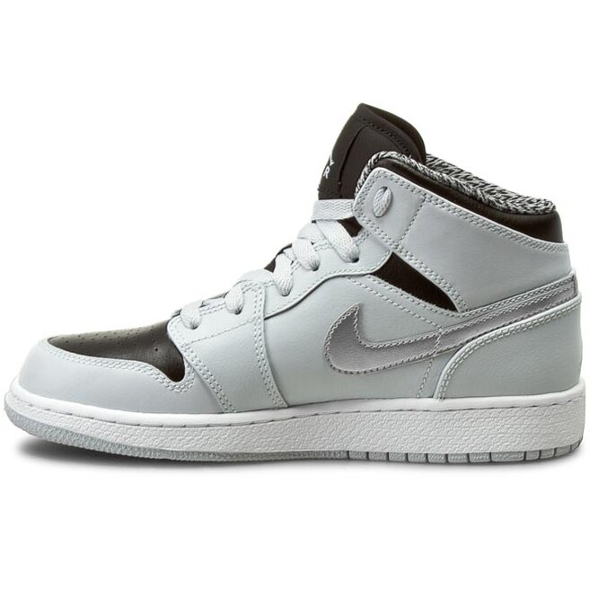 Batai Nike Air Jordan 1 Mid Bg 554725 032 Pr Pltnm/White/Mtllc Slvr/Blk •  Www.eavalyne.lt