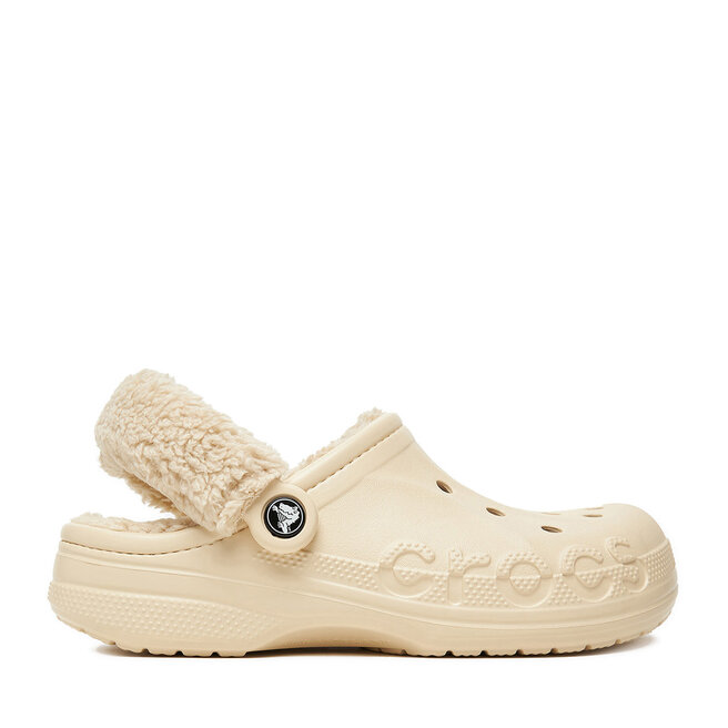 Klapki Crocs C-BAYA LINED FUZZ STRAP CLOG - Beżowy