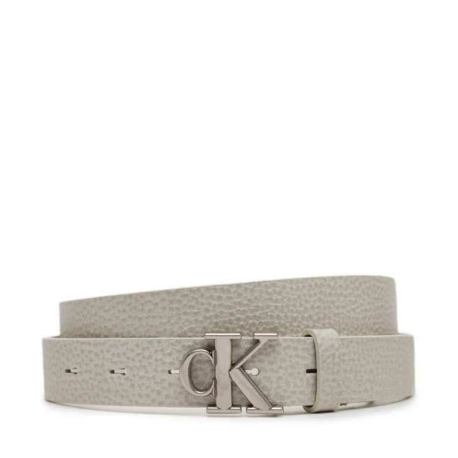 Pasek Damski Calvin Klein Jeans Monogram Placque Buckle 25Mm - Biały