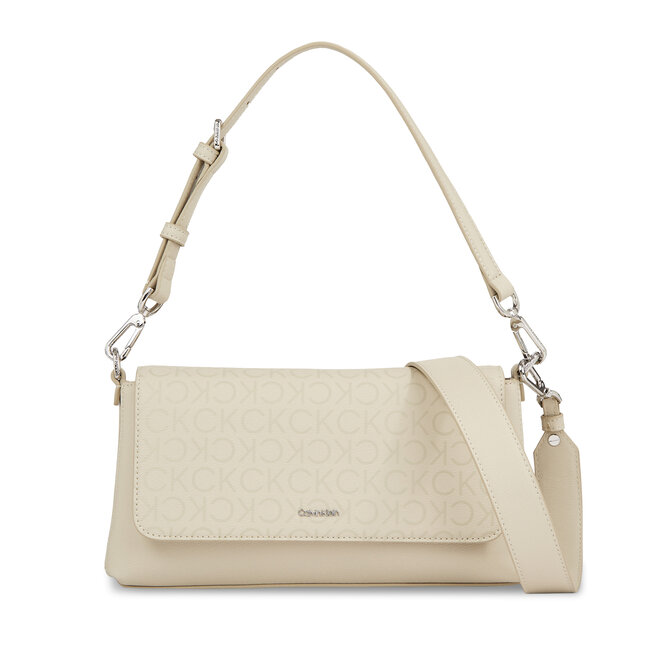 Torebka Calvin Klein Ck Must Shoulder Bag_Epi Mono - Écru