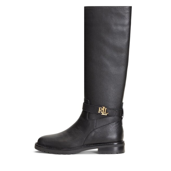  Lauren Ralph Lauren - Botas de equitación de piel para mujer,  color negro, talla 5.5 mediana (B,M), Negro - : Ropa, Zapatos y Joyería