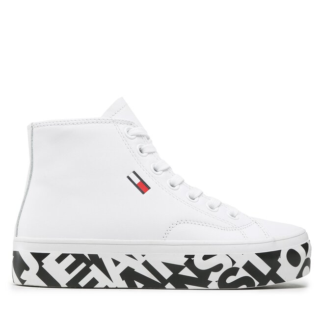 Tommy Jeans Sneakers Tommy Jeans Cups. Print Logo Mid EN0EN02065 White 0K4