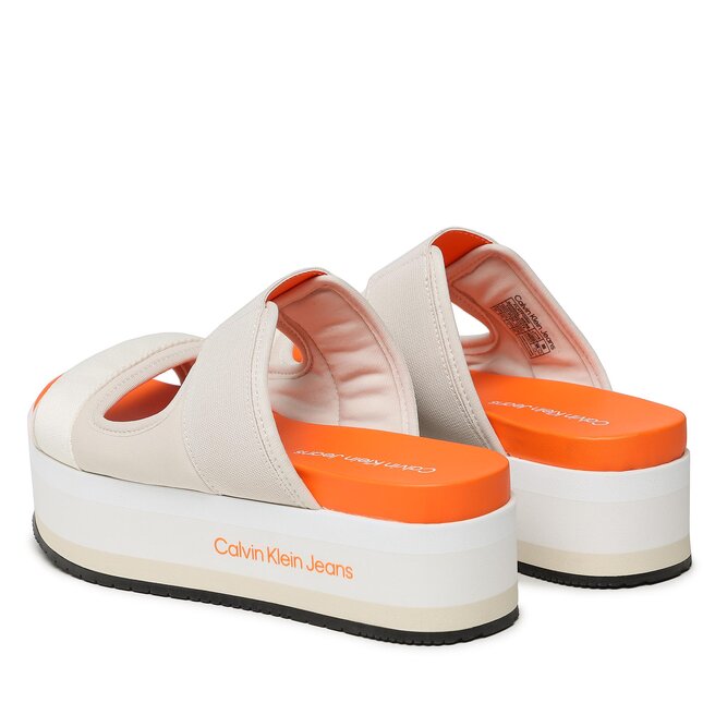 Calvin Klein Jeans Чехли Calvin Klein Jeans Flatform Sandal Webb YW0YW01074 Eggshell/Shocking Orange ACF