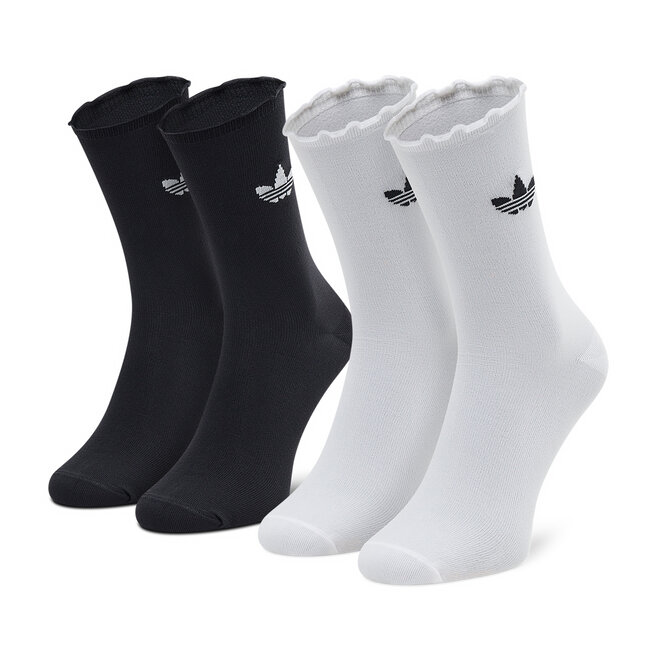 Zestaw 2 par wysokich skarpet unisex adidas Ruffle Crw 2Pp - Czarny