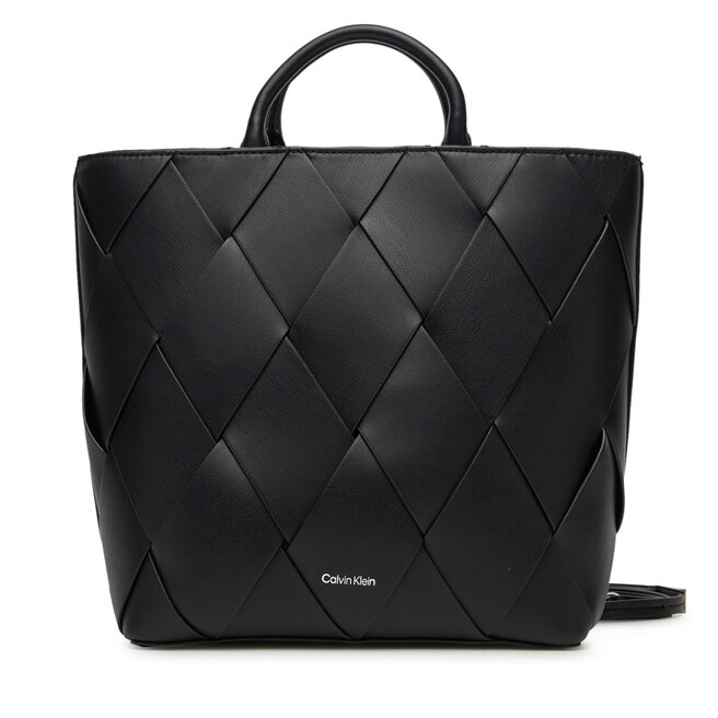 Torebka Calvin Klein Ck Woven Medium Tote - Czarny