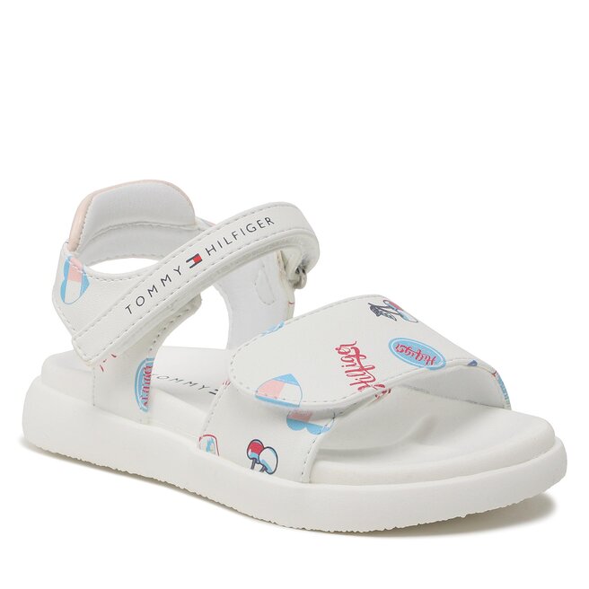 Sandale Tommy Hilfiger Fantasy Velcro Sandal T1A2-32753-1355 S White/Pink X134 epantofi-Copii-Fete-Șlapi imagine noua gjx.ro