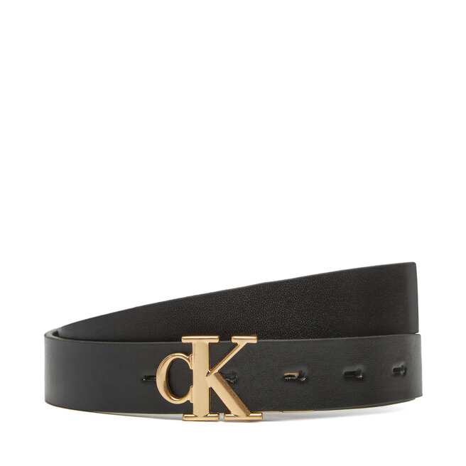 Pasek Damski Calvin Klein Monogram Plaque Buckle 25Mm Rev - Czarny