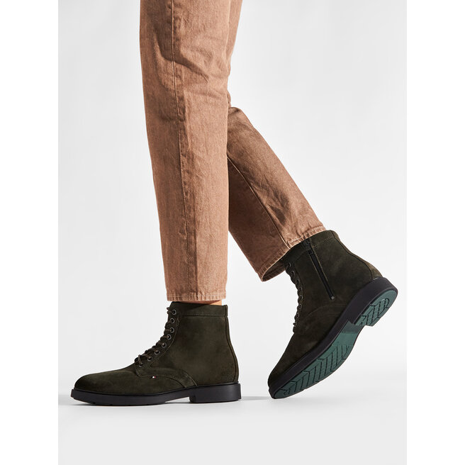 Tommy Hilfiger Ботуши Tommy Hilfiger Elevated Rounded Suede Lace Boot FM0FM04185 Olive MR9