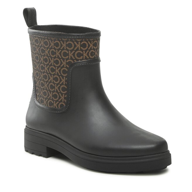 Cizme de cauciuc Calvin Klein Rain Boot W/Flc HW0HW01319 Black/Brown Mono 0GL