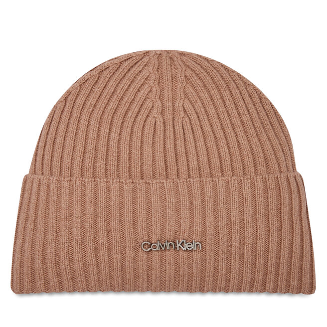 Czapka Calvin Klein Ck Must Logo Beanie - Fioletowy