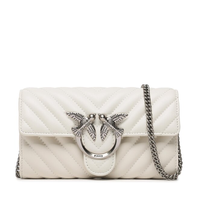 Pinko Handtasche Pinko Love Mini Icon Wallet C PE 23 PLTT 100062 A0GK Bianco Seta/Old Silver Z14O