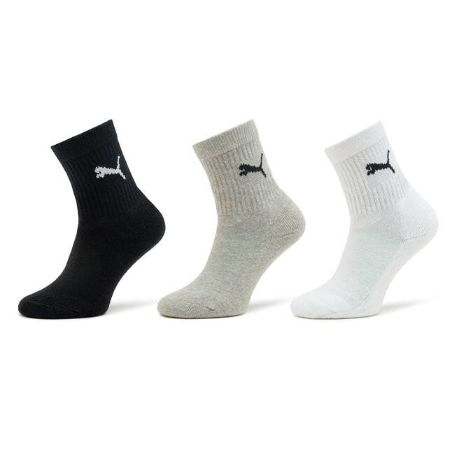 Σετ ψηλές κάλτσες παιδικές 3 τεμαχίων Puma Junior Crew Sock 3P 907958 Grey/White/Black 03