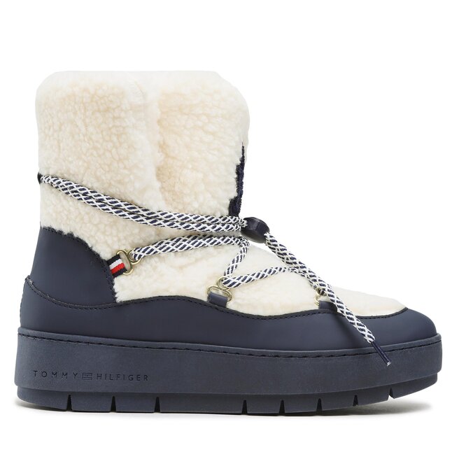 Śniegowce Tommy Hilfiger Th Faux Fur Snow Bootie - Écru