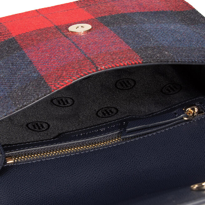 Torebka Tommy Hilfiger Honey Shoulder Bag Check AW0AW09058 Granatowy