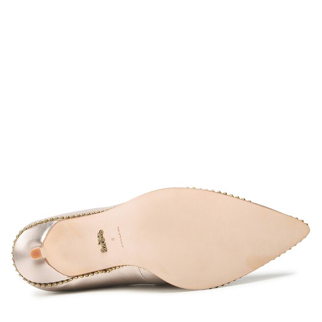 Coach Pantofi cu toc subțire Coach Waverly Metallic Pum CD439 Champagne