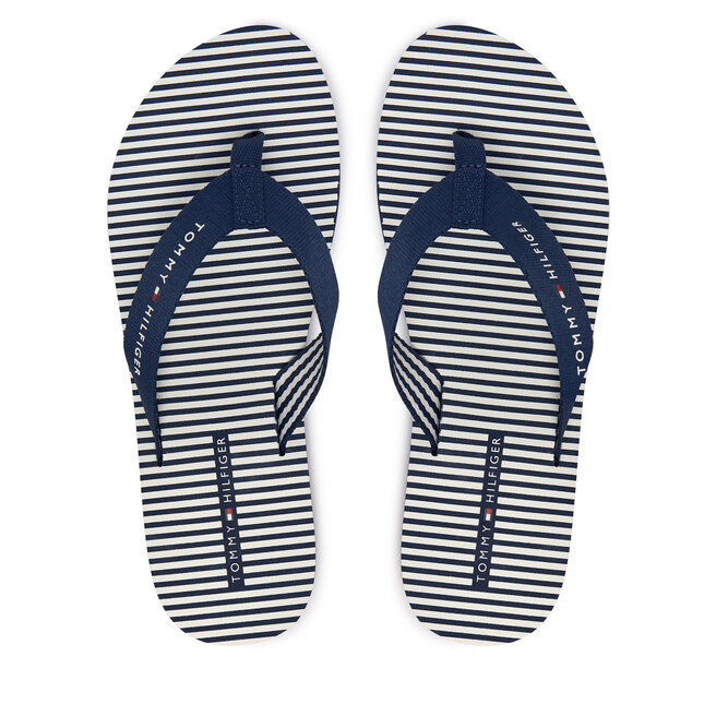 Japonki Tommy Hilfiger Th Ithaca Stripe Summer Sandal FW0FW09192 Granatowy -