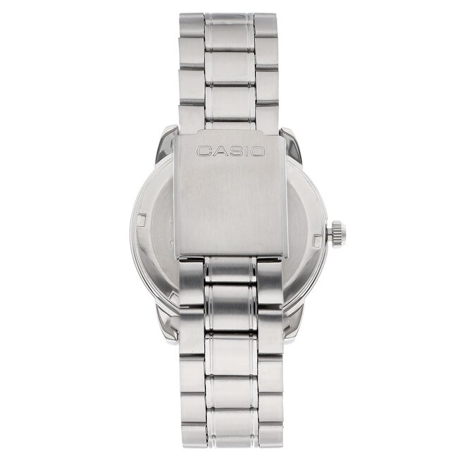 Casio klassiek horloge | Unieke zalmrode wijzerplaat met gegroefde bezel