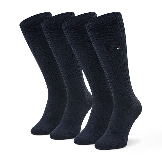 Set de 2 perechi de șosete lungi pentru bărbați Tommy Hilfiger 352002001 Dark Navy 322 322 imagine noua